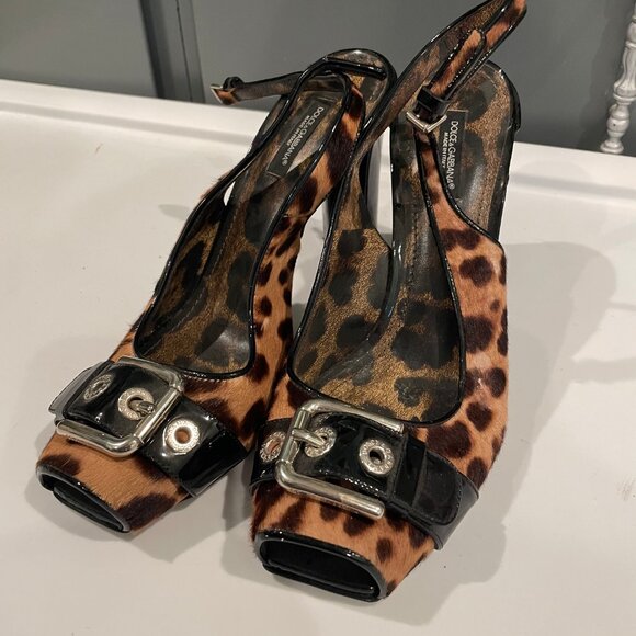 Dolce & Gabbana Pony Hair Slingback Heels (US 9)